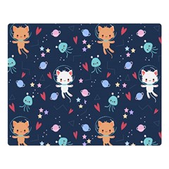 Cute Astronaut Cat With Star Galaxy Elements Seamless Pattern Double Sided Flano Blanket (large) 