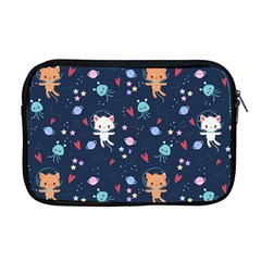 Cute Astronaut Cat With Star Galaxy Elements Seamless Pattern Apple Macbook Pro 17  Zipper Case