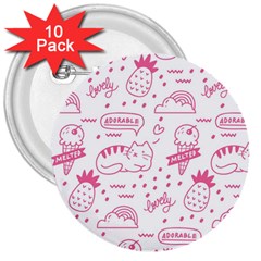 Cute Girly Seamless Pattern 3  Buttons (10 Pack) 
