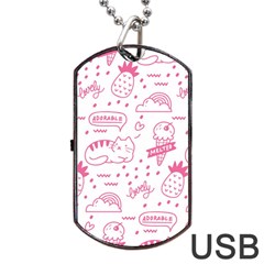 Cute Girly Seamless Pattern Dog Tag Usb Flash (two Sides)
