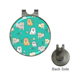 Seamless Pattern Cute Cat Cartoon With Hand Drawn Style Hat Clips with Golf Markers