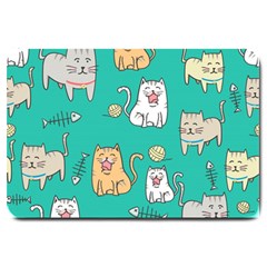 Seamless Pattern Cute Cat Cartoon With Hand Drawn Style Large Doormat  by Vaneshart