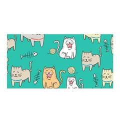 Seamless Pattern Cute Cat Cartoon With Hand Drawn Style Satin Wrap by Vaneshart