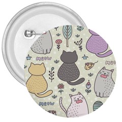 Funny Cartoon Cats Seamless Pattern  3  Buttons