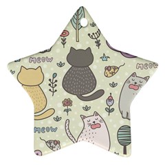 Funny Cartoon Cats Seamless Pattern  Star Ornament (two Sides) by Vaneshart