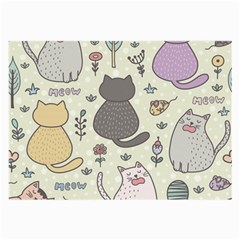 Funny Cartoon Cats Seamless Pattern  Large Glasses Cloth (2 Sides)