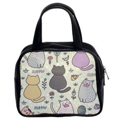 Funny Cartoon Cats Seamless Pattern  Classic Handbag (two Sides)