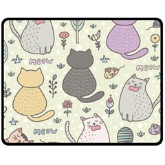 Funny Cartoon Cats Seamless Pattern  Fleece Blanket (Medium) 