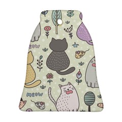 Funny Cartoon Cats Seamless Pattern  Ornament (bell) by Vaneshart