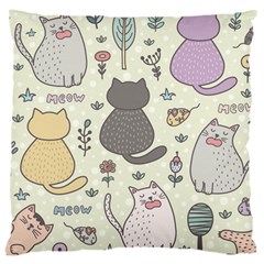 Funny Cartoon Cats Seamless Pattern  Large Cushion Case (Two Sides)