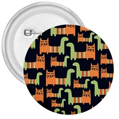 Seamless Pattern With Cats 3  Buttons