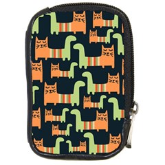 Seamless Pattern With Cats Compact Camera Leather Case by Vaneshart