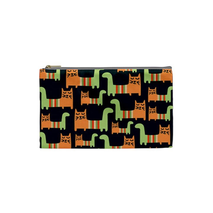 Seamless Pattern With Cats Cosmetic Bag (Small)
