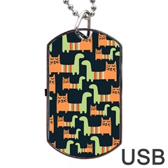 Seamless Pattern With Cats Dog Tag Usb Flash (two Sides)