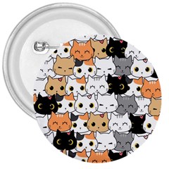 Cute Cat Kitten Cartoon Doodle Seamless Pattern 3  Buttons