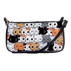 Cute Cat Kitten Cartoon Doodle Seamless Pattern Shoulder Clutch Bag