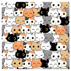 Cute Cat Kitten Cartoon Doodle Seamless Pattern Wooden Puzzle Square