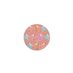 Cute Kawaii Kittens Seamless Pattern 1  Mini Magnets