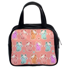 Cute Kawaii Kittens Seamless Pattern Classic Handbag (two Sides)