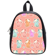 Cute Kawaii Kittens Seamless Pattern School Bag (small) by Vaneshart