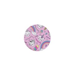 Beautiful Cute Animals Pattern Pink 1  Mini Buttons