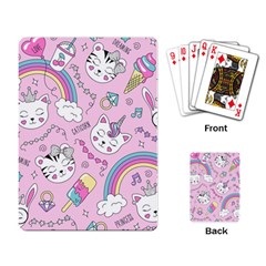 Beautiful Cute Animals Pattern Pink Playing Cards Single Design (rectangle) by Vaneshart