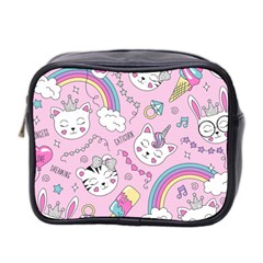 Beautiful Cute Animals Pattern Pink Mini Toiletries Bag (two Sides)