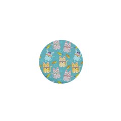 Vector Seamless Pattern With Colorful Cats Fish 1  Mini Magnets