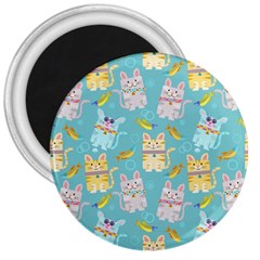 Vector Seamless Pattern With Colorful Cats Fish 3  Magnets