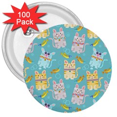 Vector Seamless Pattern With Colorful Cats Fish 3  Buttons (100 Pack)  by Vaneshart