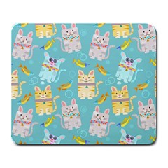 Vector Seamless Pattern With Colorful Cats Fish Large Mousepads