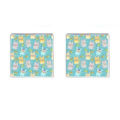 Vector Seamless Pattern With Colorful Cats Fish Cufflinks (Square)