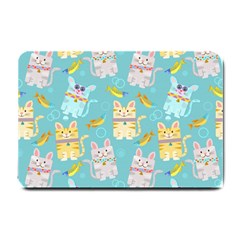 Vector Seamless Pattern With Colorful Cats Fish Small Doormat 