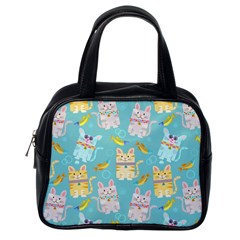 Vector Seamless Pattern With Colorful Cats Fish Classic Handbag (one Side) by Vaneshart