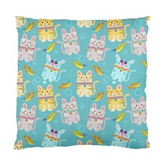 Vector Seamless Pattern With Colorful Cats Fish Standard Cushion Case (Two Sides)