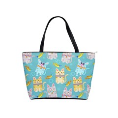 Vector Seamless Pattern With Colorful Cats Fish Classic Shoulder Handbag