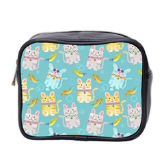 Vector Seamless Pattern With Colorful Cats Fish Mini Toiletries Bag (Two Sides)