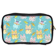 Vector Seamless Pattern With Colorful Cats Fish Toiletries Bag (one Side) by Vaneshart