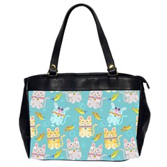 Vector Seamless Pattern With Colorful Cats Fish Oversize Office Handbag (2 Sides) by Vaneshart