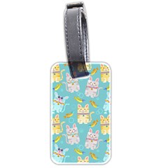 Vector Seamless Pattern With Colorful Cats Fish Luggage Tag (two sides)