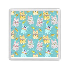 Vector Seamless Pattern With Colorful Cats Fish Memory Card Reader (square)