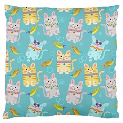 Vector Seamless Pattern With Colorful Cats Fish Large Cushion Case (One Side)