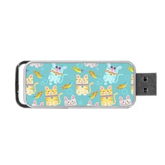 Vector Seamless Pattern With Colorful Cats Fish Portable USB Flash (One Side)