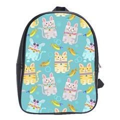 Vector Seamless Pattern With Colorful Cats Fish School Bag (xl) by Vaneshart
