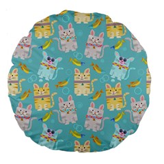 Vector Seamless Pattern With Colorful Cats Fish Large 18  Premium Flano Round Cushions