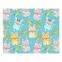 Vector Seamless Pattern With Colorful Cats Fish Double Sided Flano Blanket (Large) 