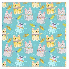 Vector Seamless Pattern With Colorful Cats Fish Large Satin Scarf (Square)