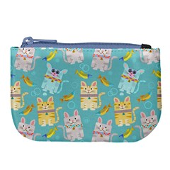 Vector Seamless Pattern With Colorful Cats Fish Large Coin Purse