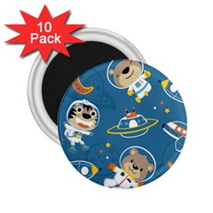 Seamless Pattern Funny Astronaut Outer Space Transportation 2 25  Magnets (10 Pack) 