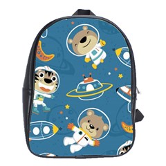 Seamless Pattern Funny Astronaut Outer Space Transportation School Bag (large) by Vaneshart